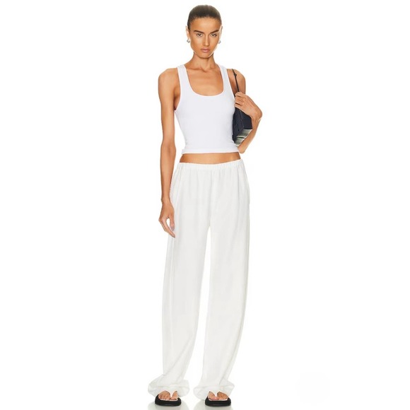ENZA COSTA Twill Everywhere Pant Women Small Off White Relaxed Wideleg Straight - Picture 1 of 16
